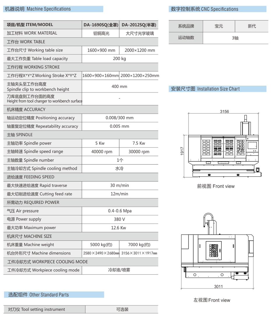 大型全罩精雕机参数